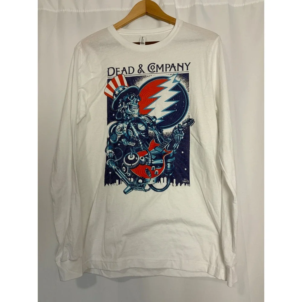 Dead & Company Long Sleeve Graphic Tee White Uncle Sam Skeleton Robot Size M